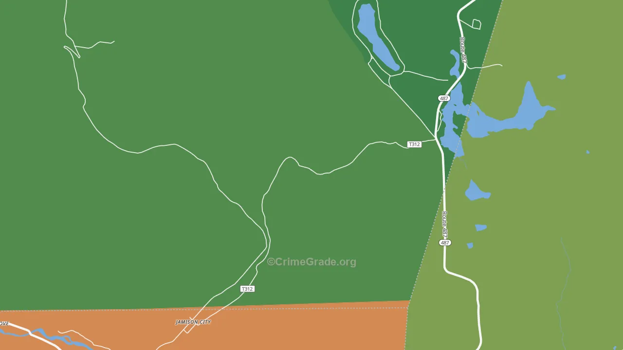 Jamison City, PA Map of Vehicle Theft Rates