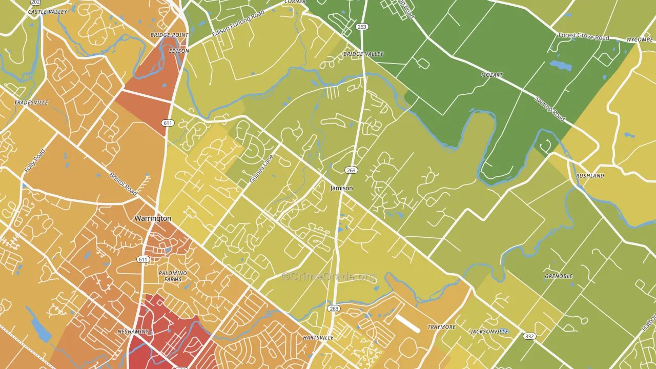 Jamison, PA Map of Vehicle Theft Rates