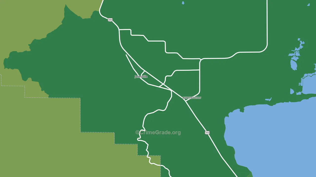 Janesville, CA Map of Vehicle Theft Rates