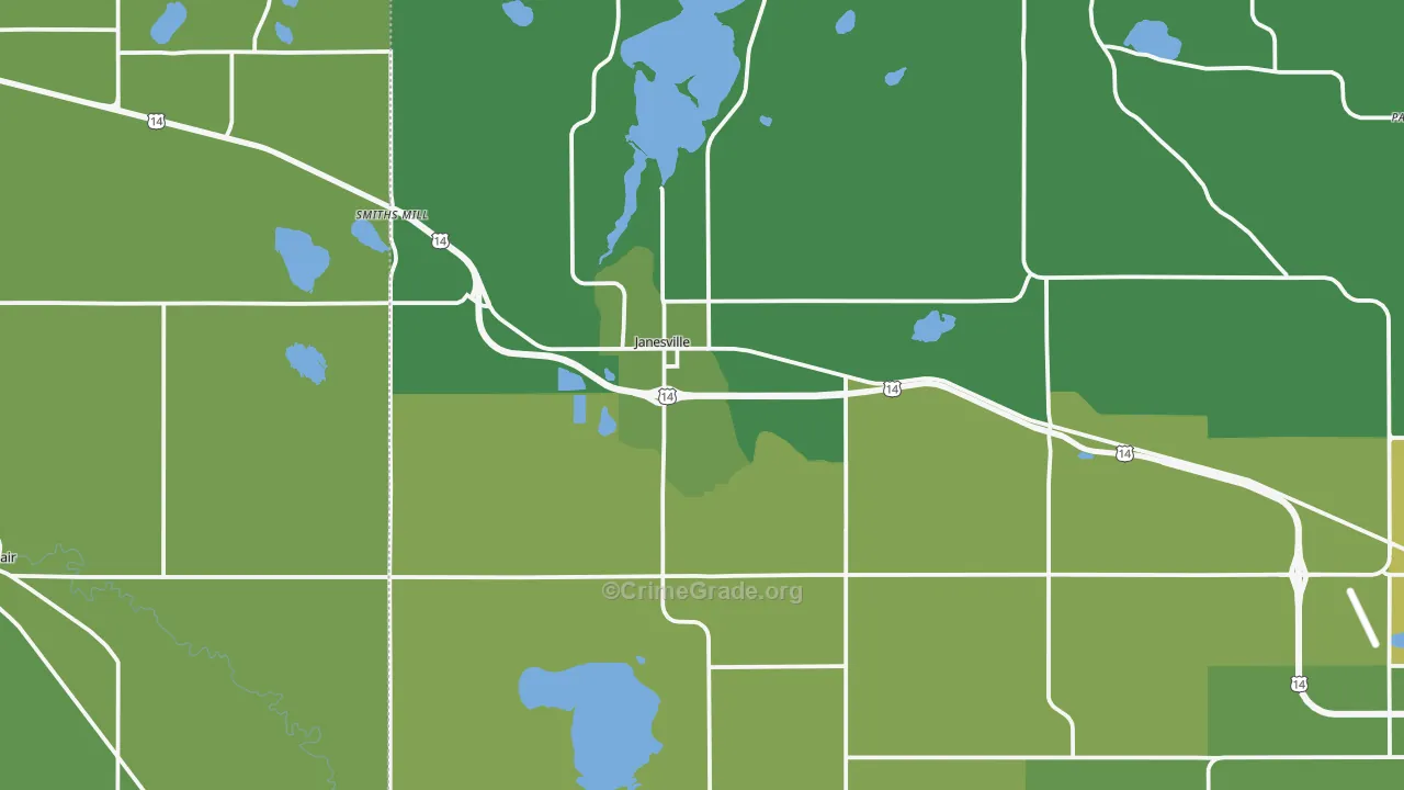 Janesville, MN Map of Vehicle Theft Rates