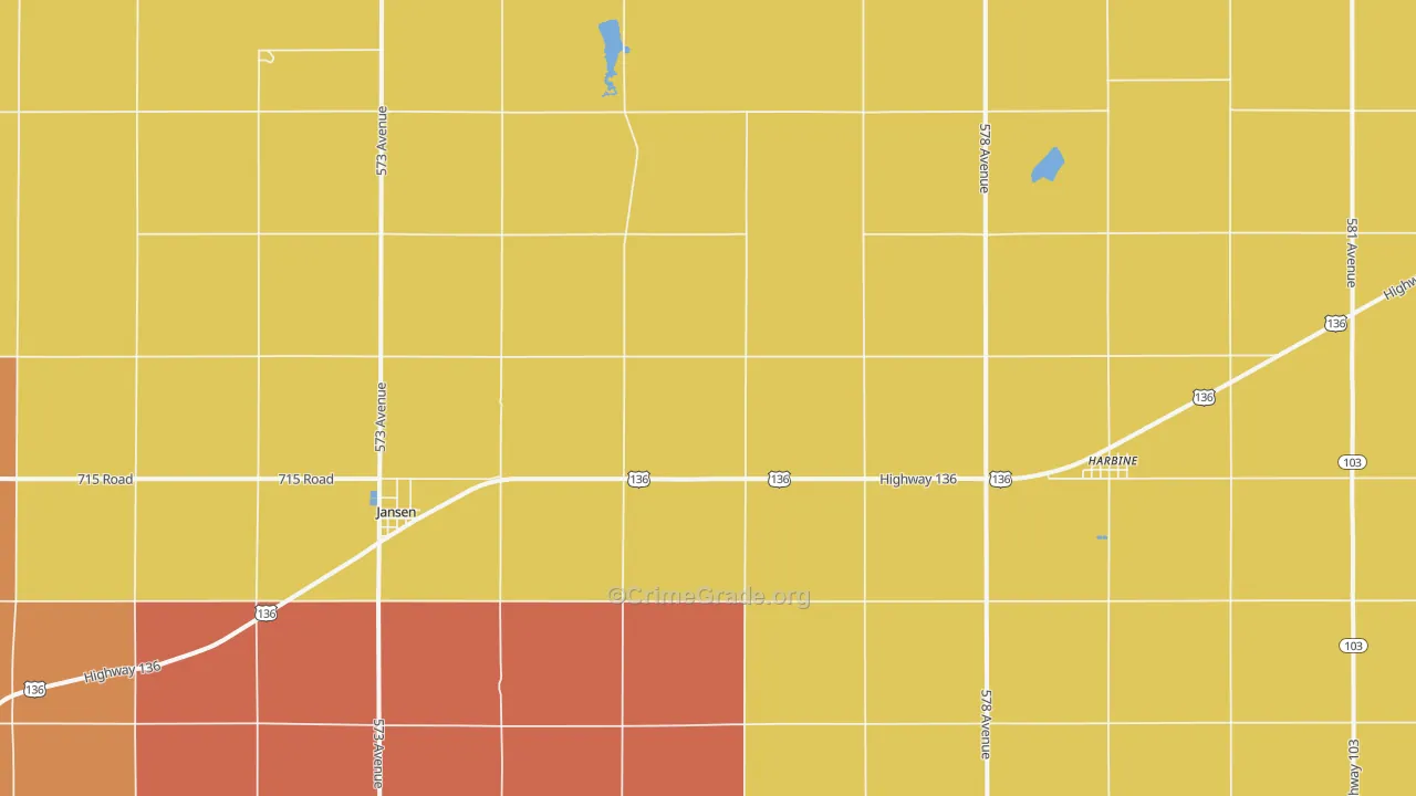 Jansen, NE Map of Vehicle Theft Rates