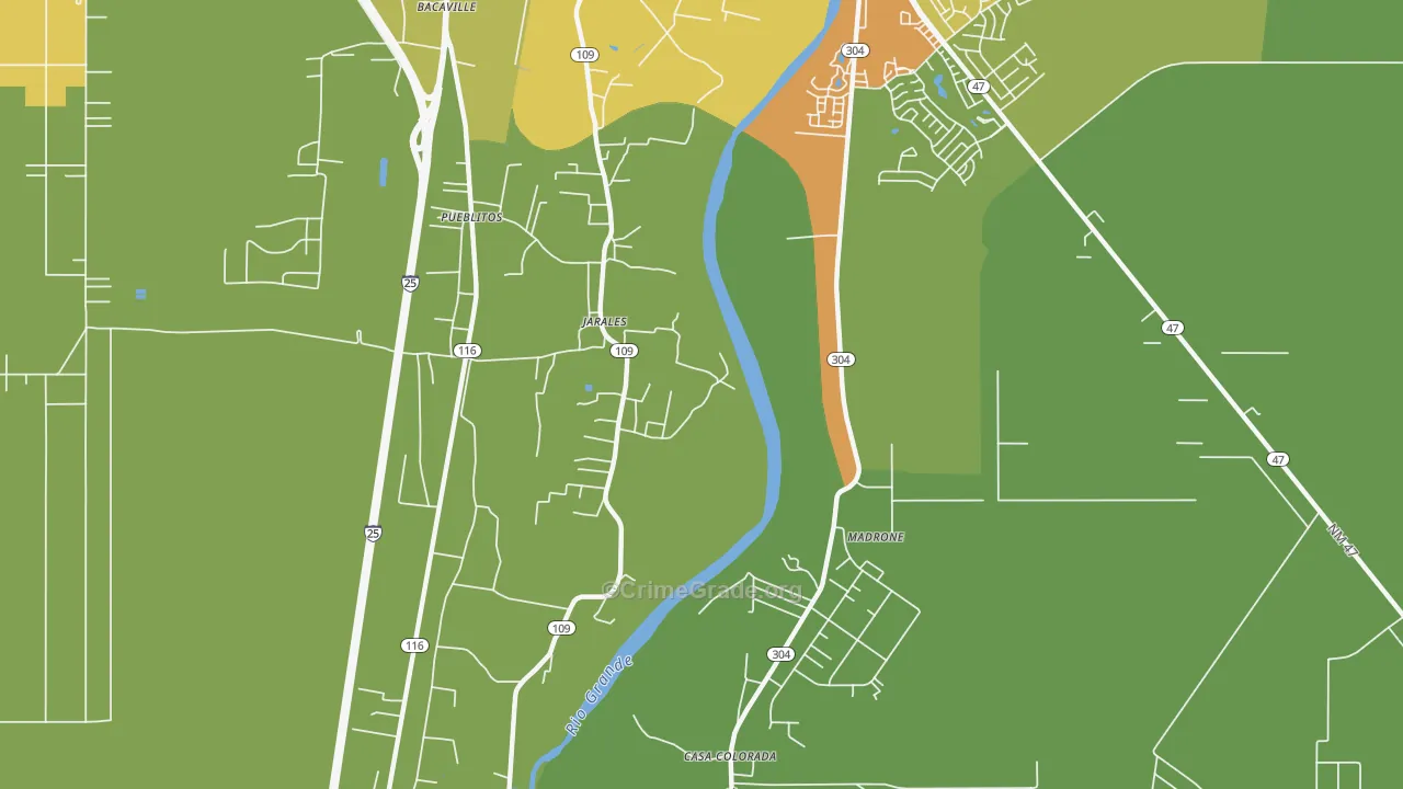 Jarales, NM Map of Vehicle Theft Rates