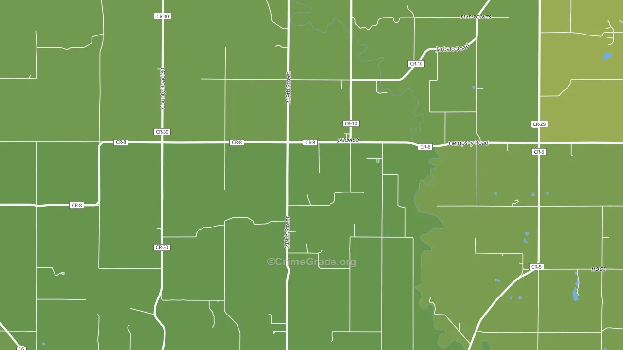 Jarbalo, KS Map of Vehicle Theft Rates