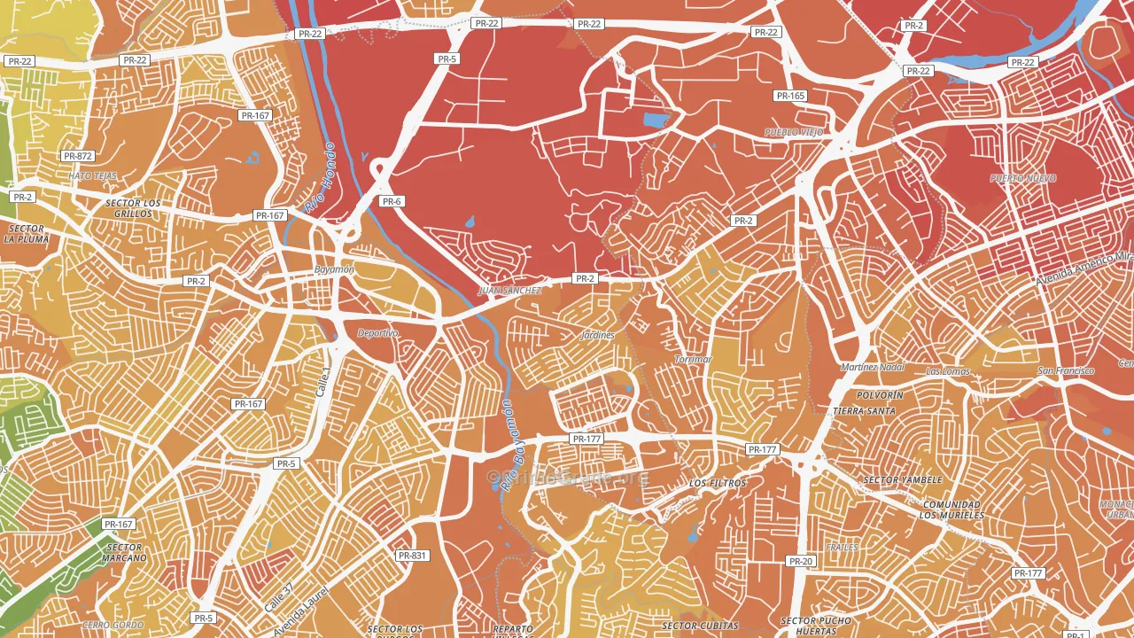 Jardines de Caparra, Bayamon, PR Map of Vehicle Theft Rates