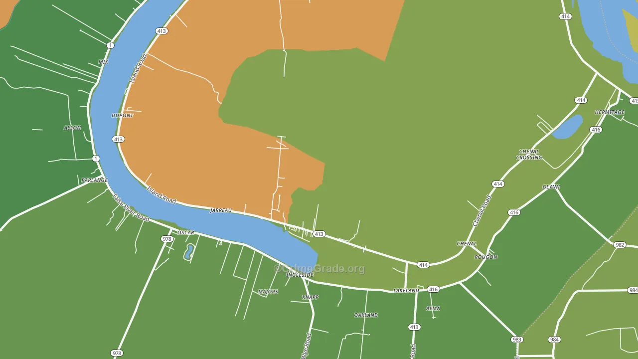 Jarreau, LA Map of Vehicle Theft Rates