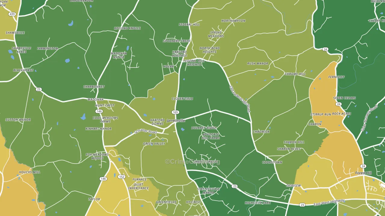 Jarrettsville, MD Map of Vehicle Theft Rates