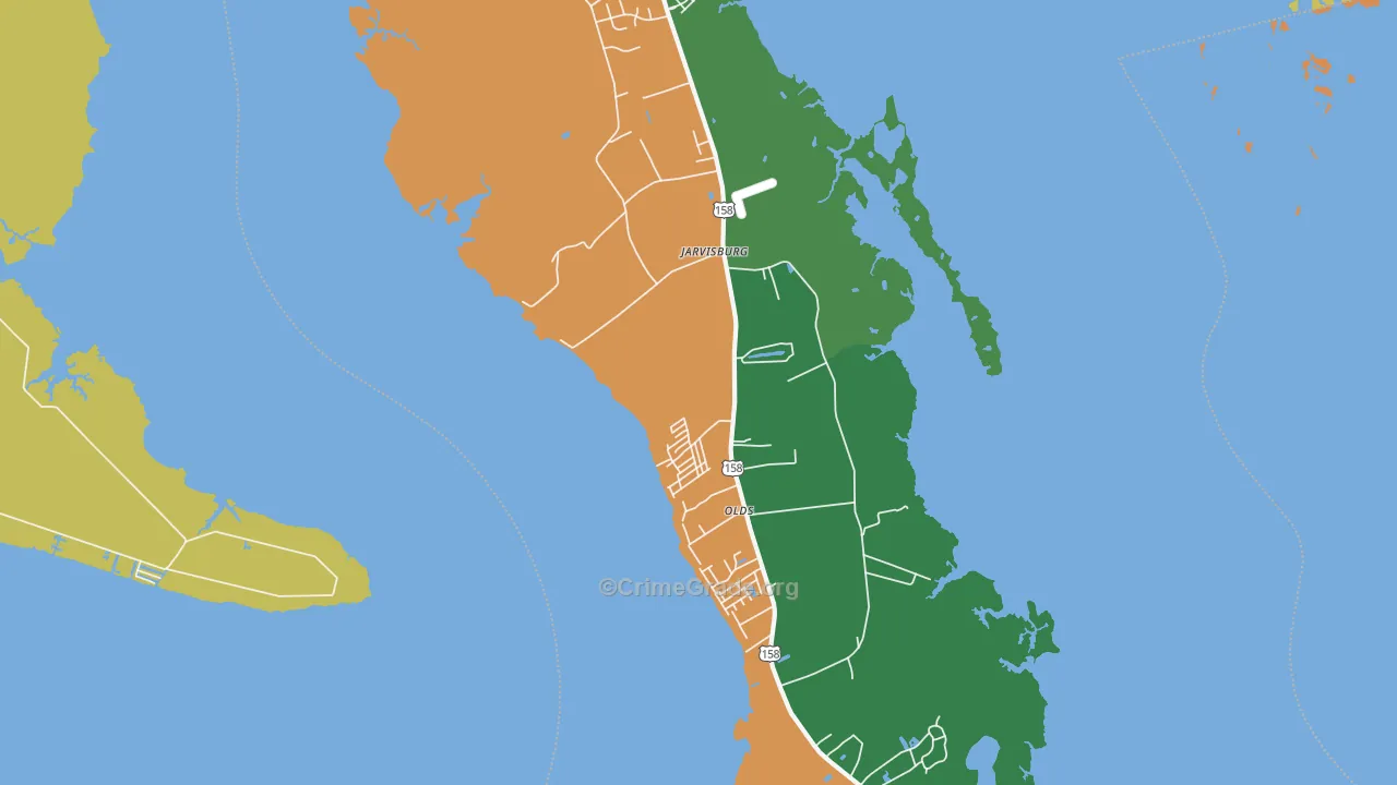 Jarvisburg, NC Map of Vehicle Theft Rates