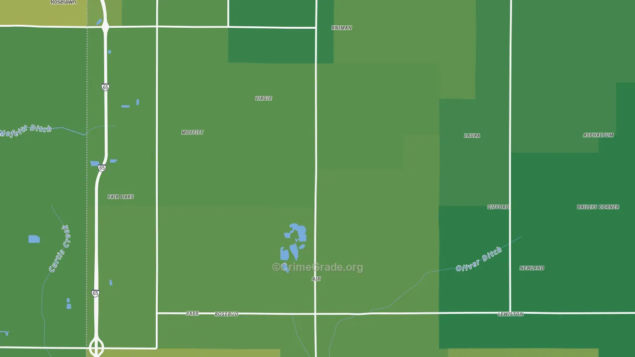 Jasper County, IN Map of Vehicle Theft Rates