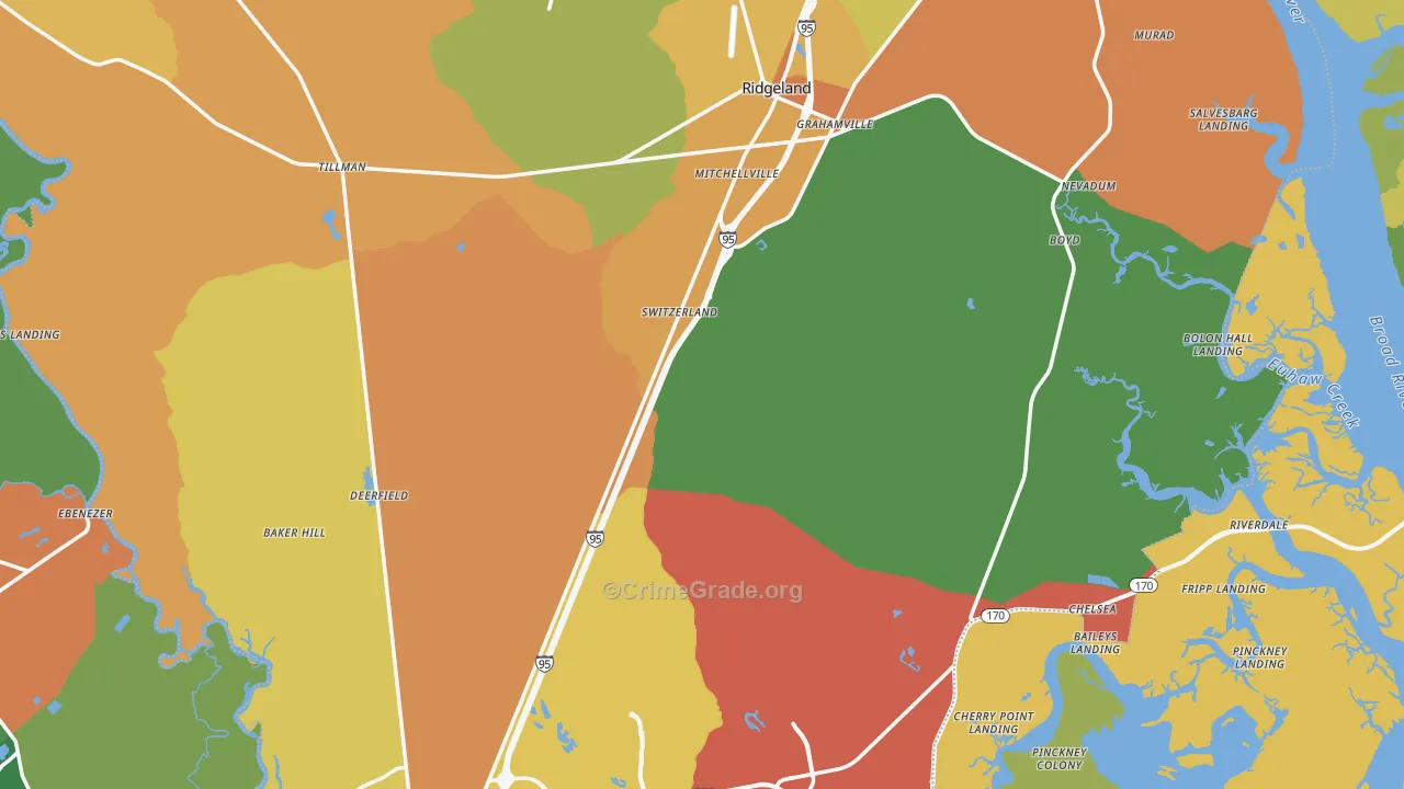 Jasper County, SC Map of Vehicle Theft Rates