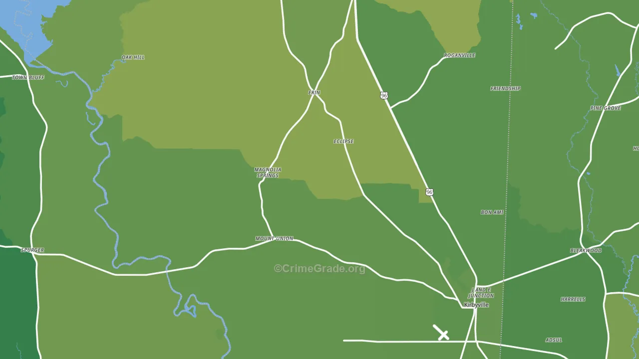 Jasper County, TX Map of Vehicle Theft Rates