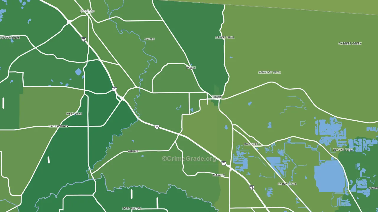 Jasper, FL Map of Vehicle Theft Rates