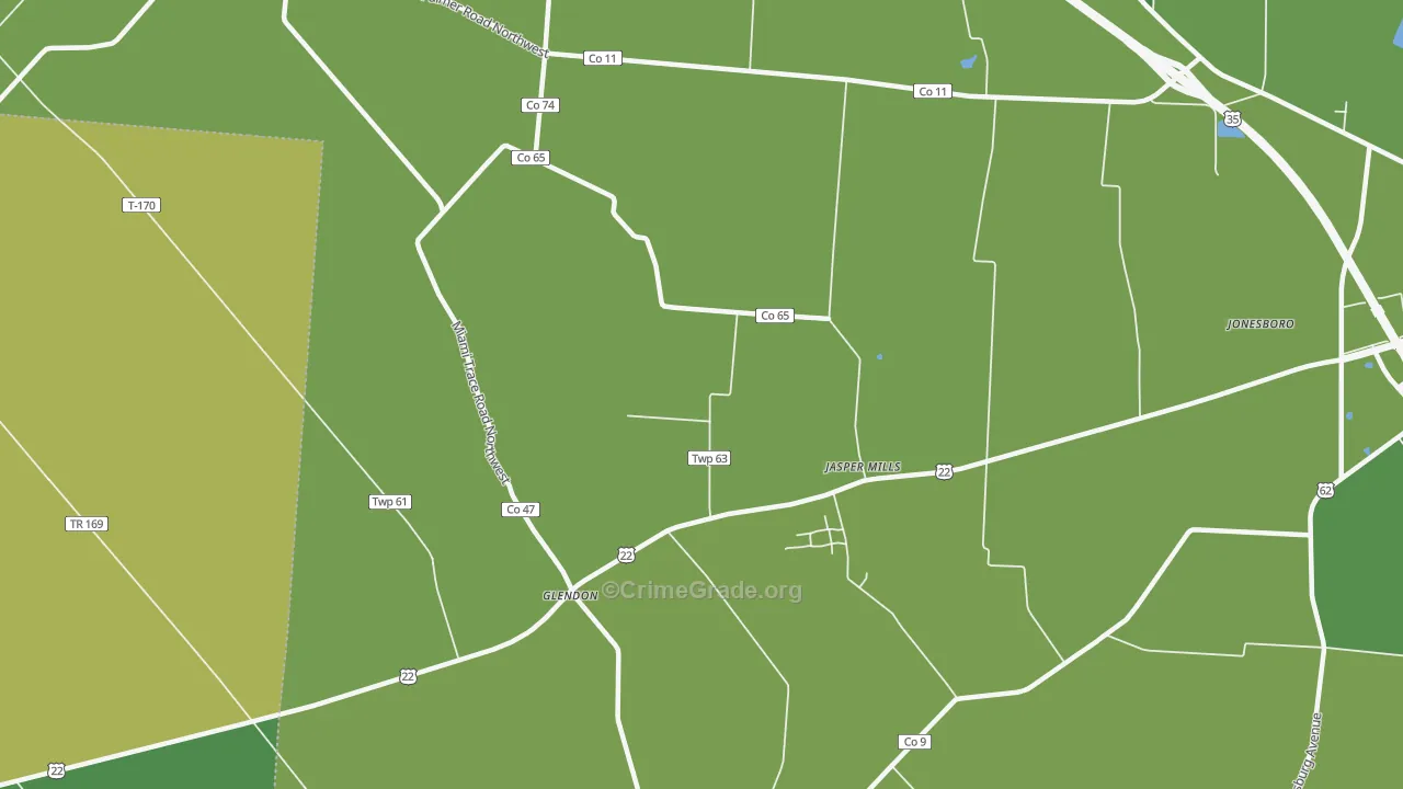 Jasper Mills, OH Map of Vehicle Theft Rates