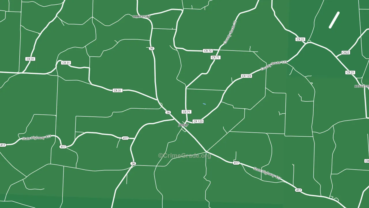 Jasper, NY Map of Vehicle Theft Rates