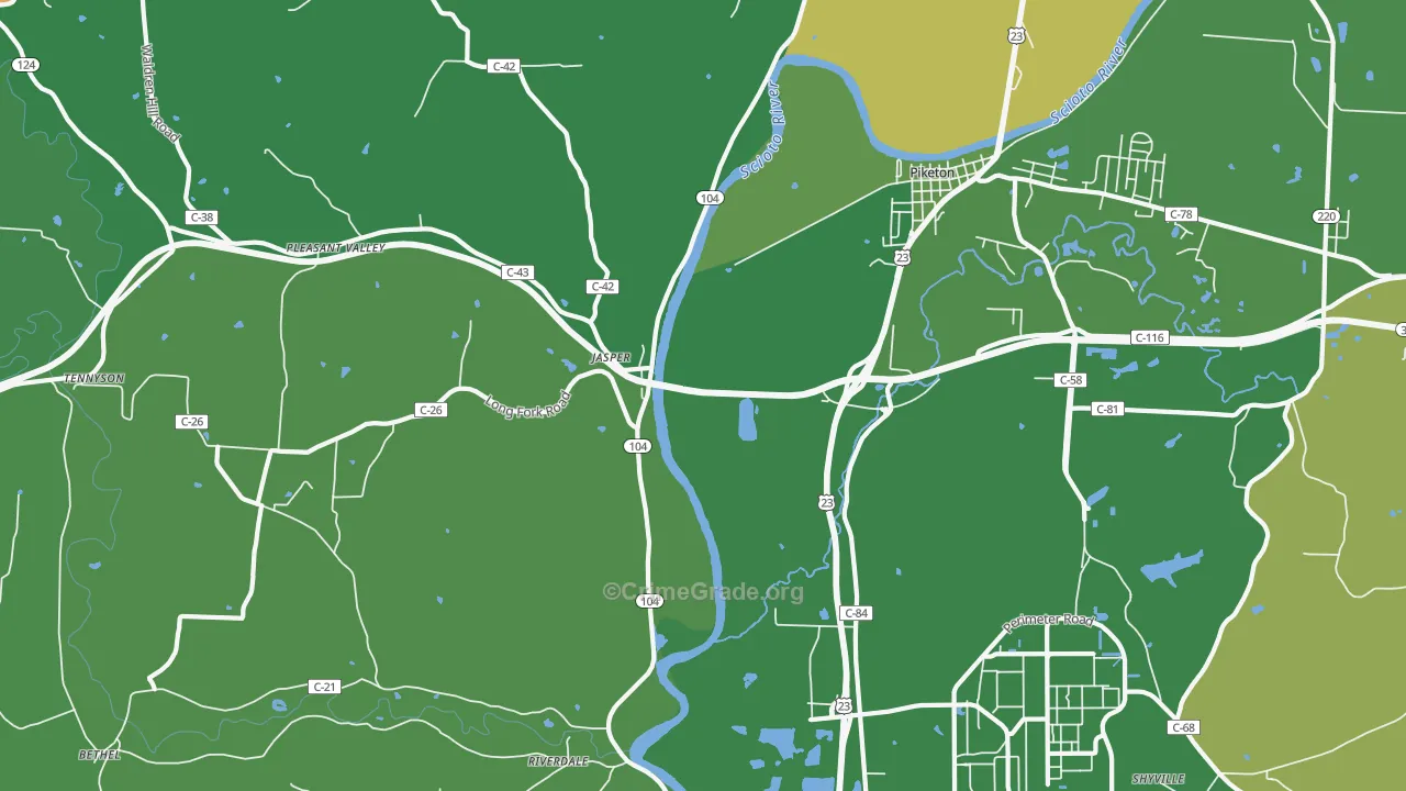 Jasper, OH Map of Vehicle Theft Rates