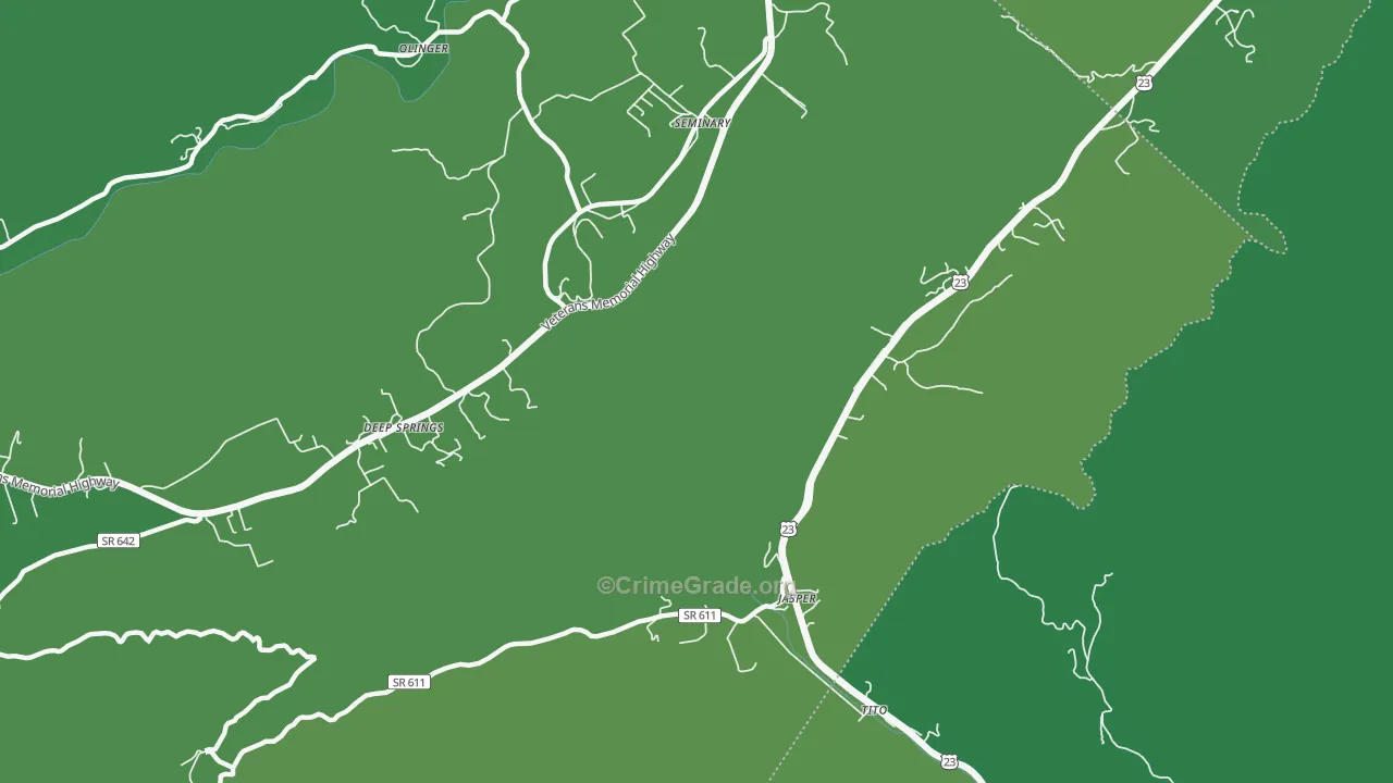 Jasper, VA Map of Vehicle Theft Rates