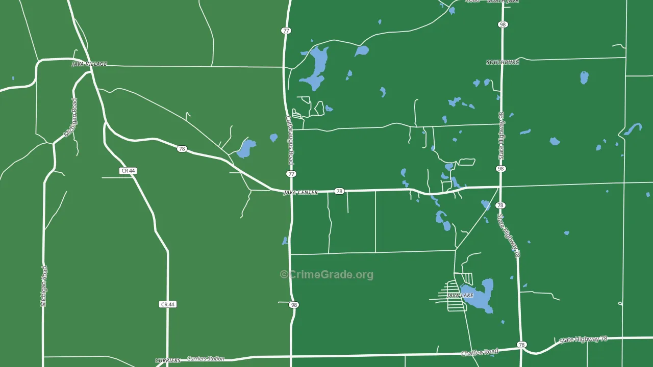 Java Center, NY Map of Vehicle Theft Rates
