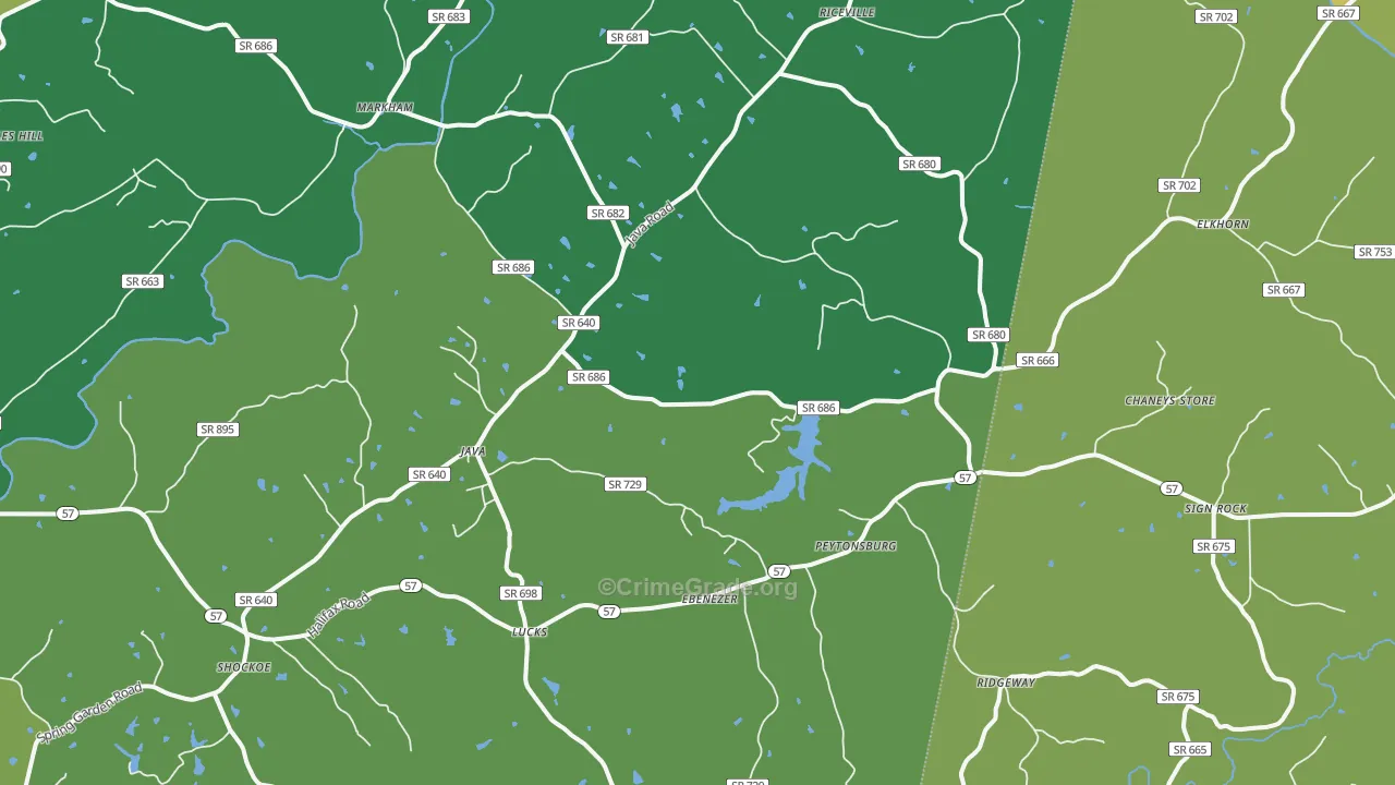 Java, VA Map of Vehicle Theft Rates