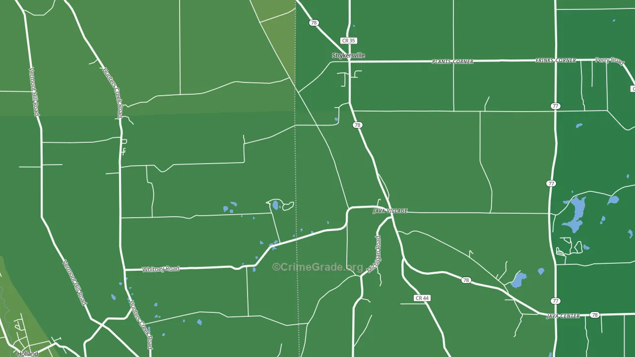 Java Village, NY Map of Vehicle Theft Rates