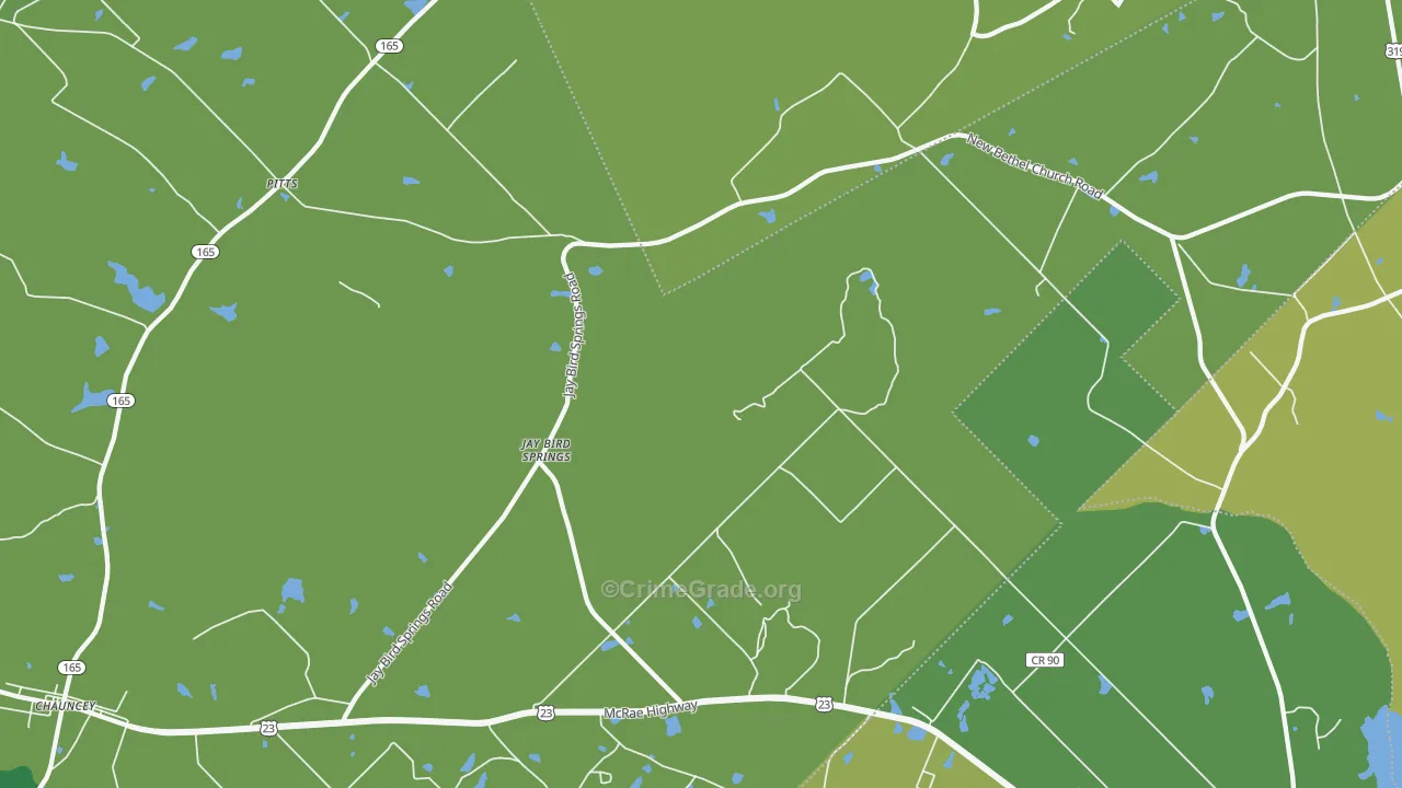 Jay Bird Springs, GA Map of Vehicle Theft Rates
