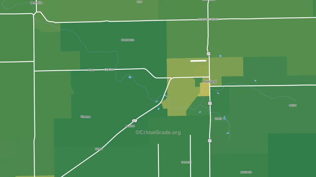 Jay County, IN Map of Vehicle Theft Rates