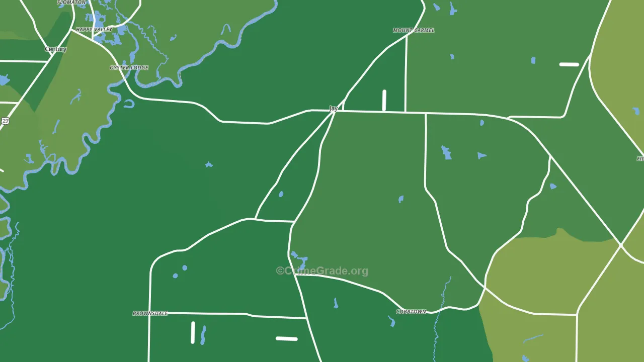 Jay, FL Map of Vehicle Theft Rates