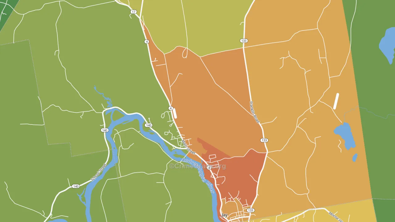 Jay, ME Map of Vehicle Theft Rates