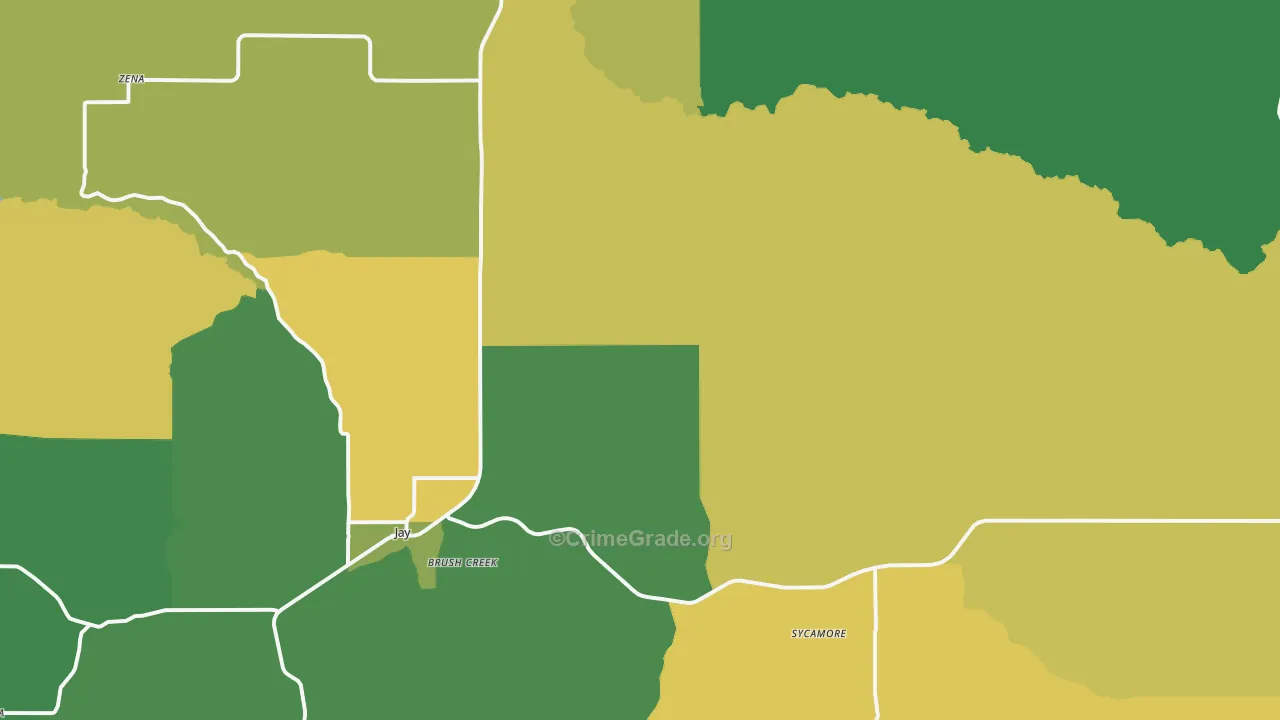 Jay, OK Map of Vehicle Theft Rates