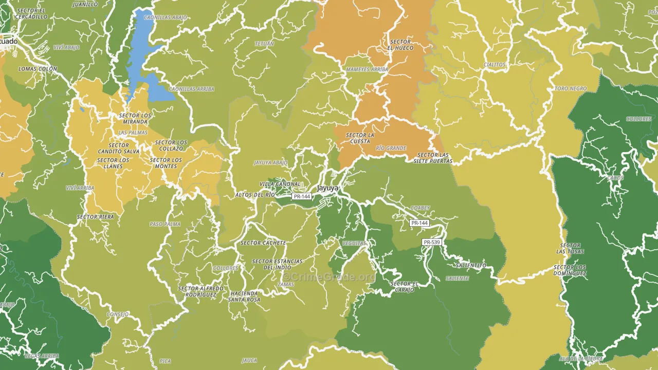 Jayuya, PR Map of Vehicle Theft Rates