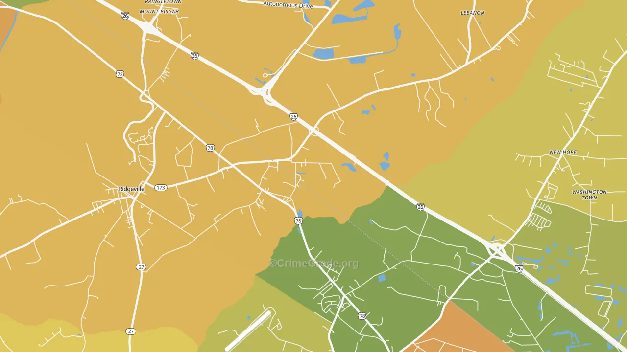 Jedburg, SC Map of Vehicle Theft Rates