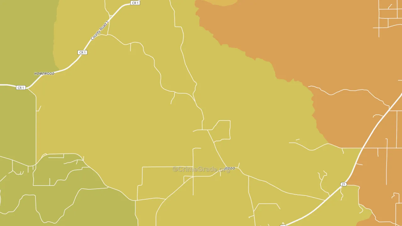 Jeddo, AL Map of Vehicle Theft Rates
