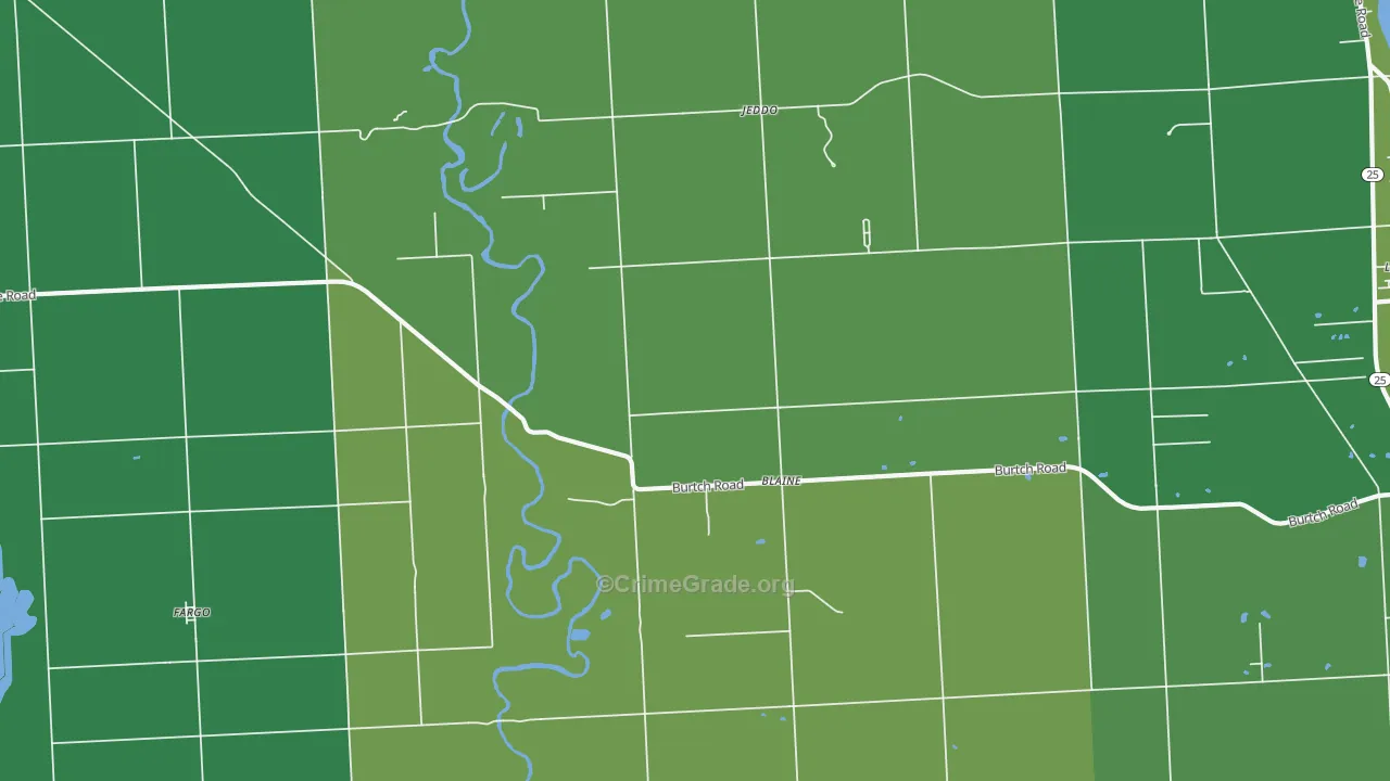 Jeddo, MI Map of Vehicle Theft Rates