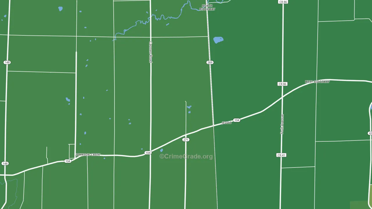 Jeddo, NY Map of Vehicle Theft Rates