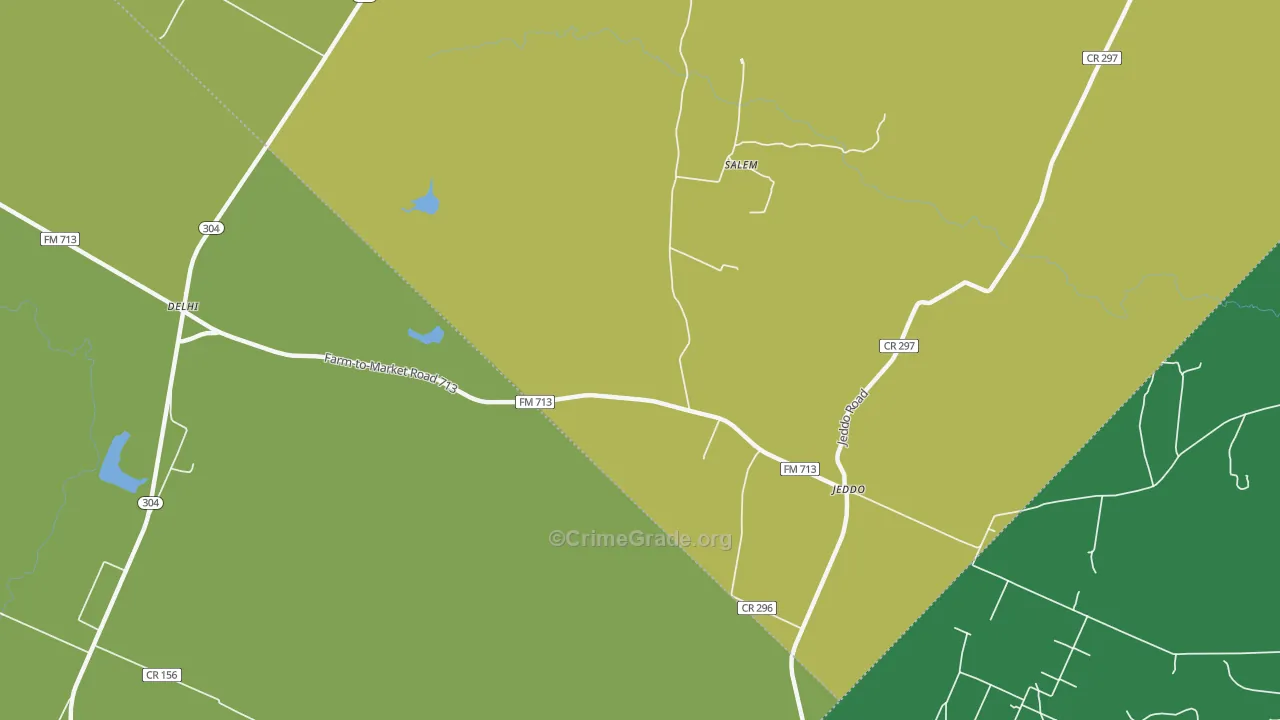 Jeddo, TX Map of Vehicle Theft Rates
