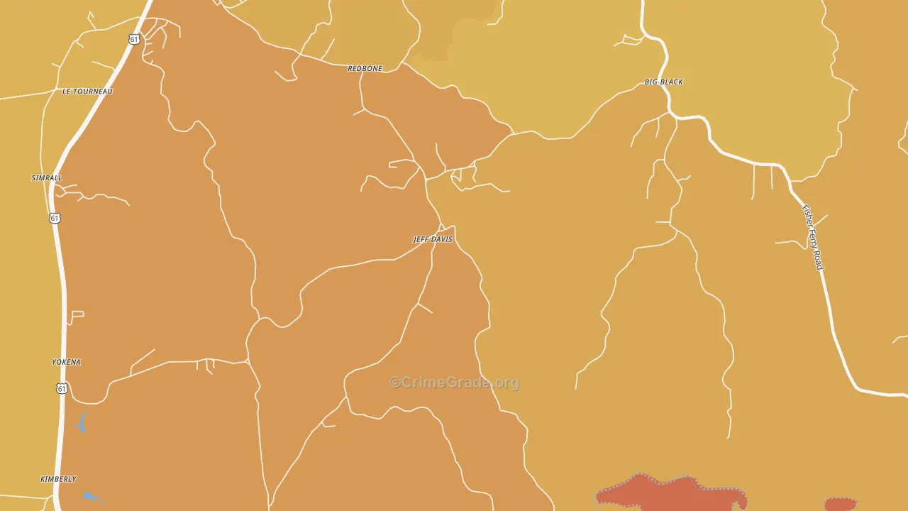 Jeff Davis, MS Map of Vehicle Theft Rates