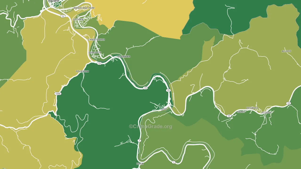 Jeff, KY Map of Vehicle Theft Rates