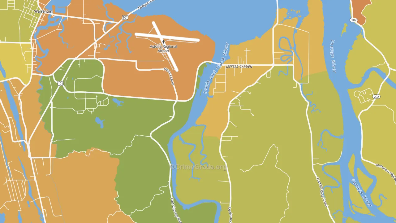 Jeffers Garden, OR Map of Vehicle Theft Rates