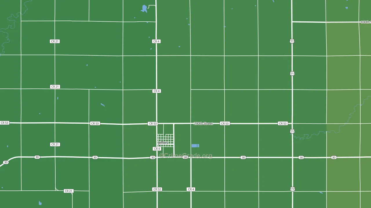 Jeffers, MN Map of Vehicle Theft Rates