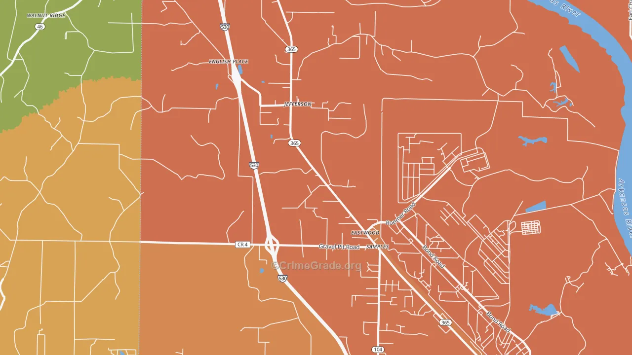 Jefferson, AR Map of Vehicle Theft Rates