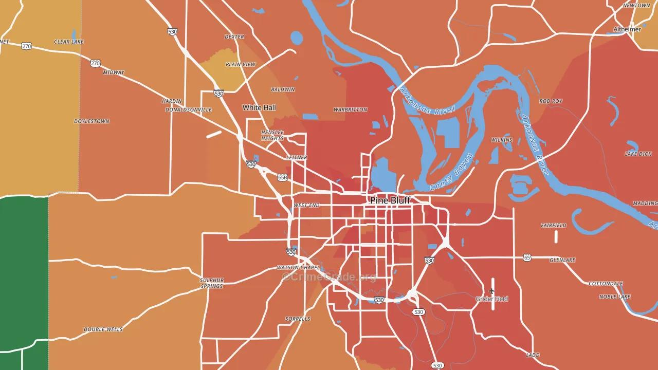 Jefferson County, AR Map of Vehicle Theft Rates