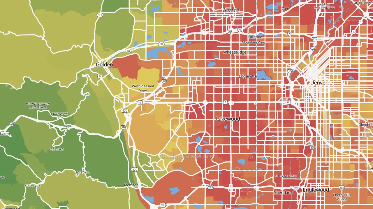 Jefferson County, CO Map of Vehicle Theft Rates