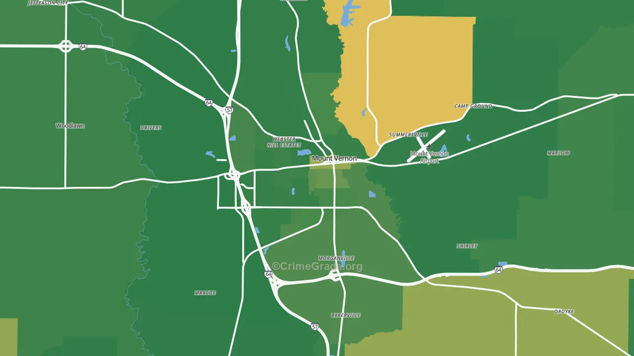 Jefferson County, IL Map of Vehicle Theft Rates