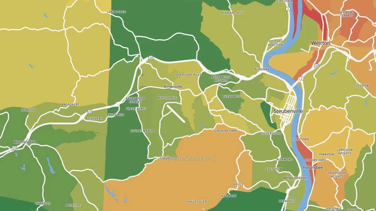 Jefferson County, OH Map of Vehicle Theft Rates