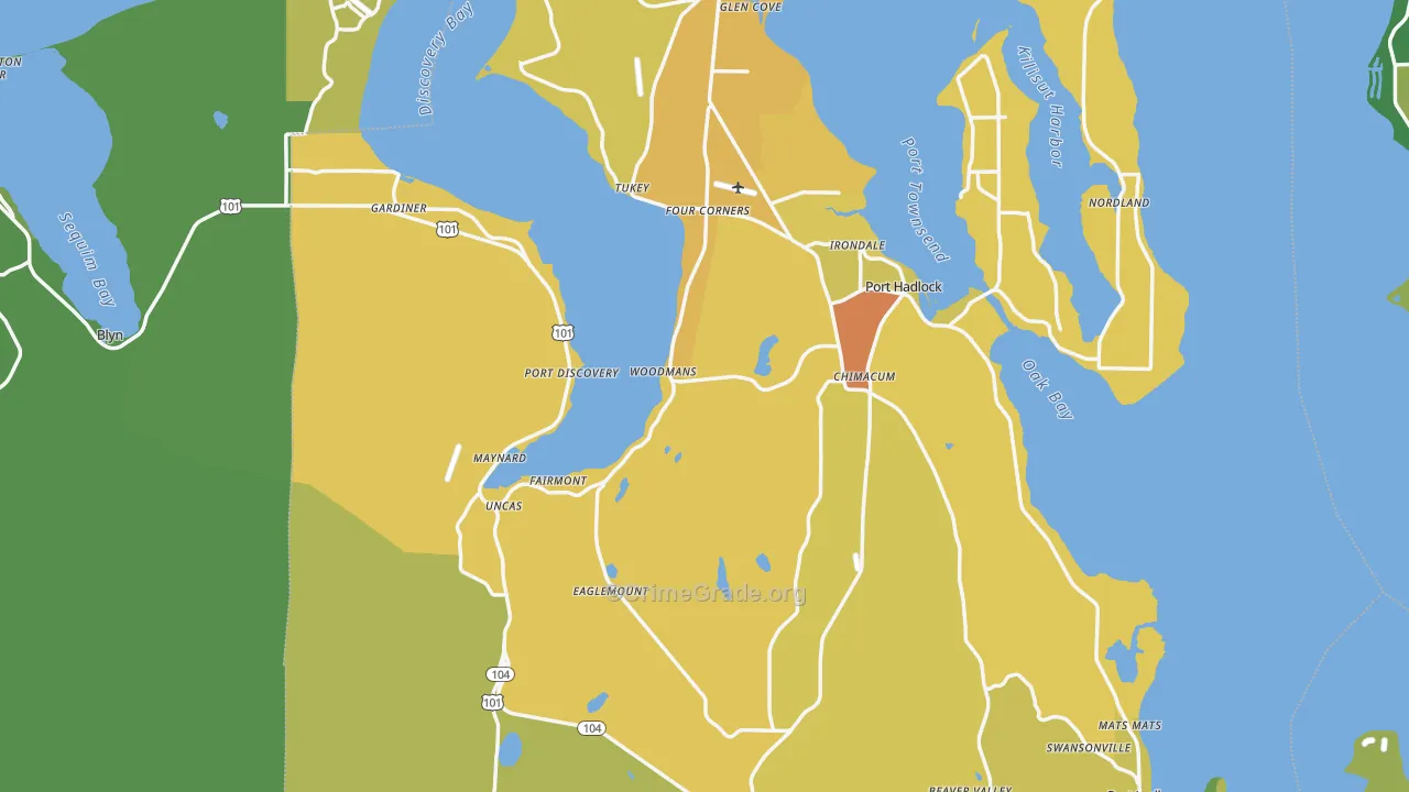 Jefferson County, WA Map of Vehicle Theft Rates