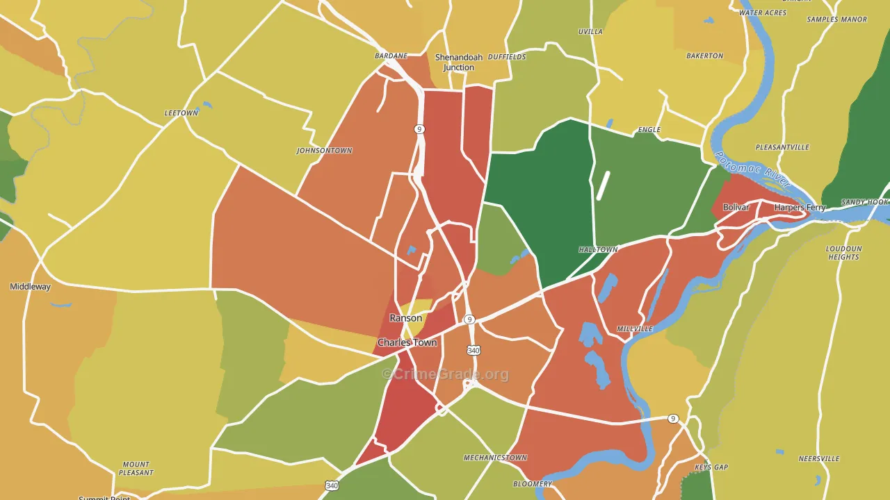 Jefferson County, WV Map of Vehicle Theft Rates