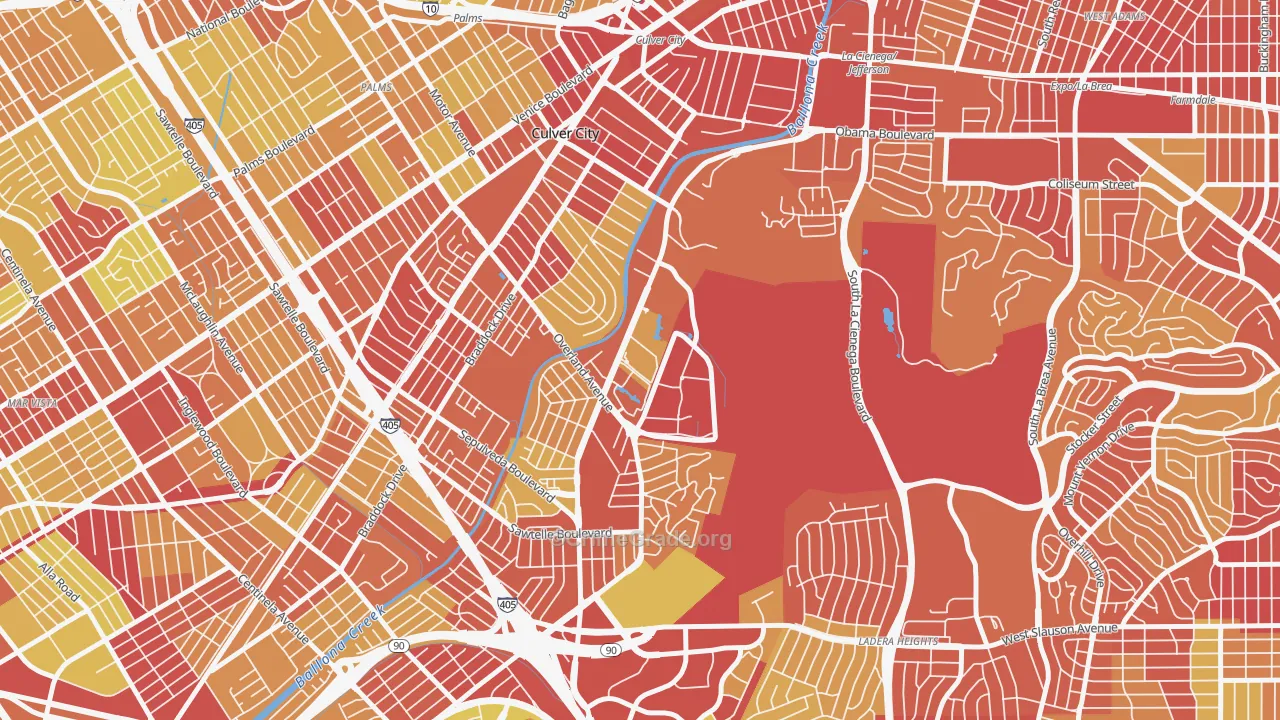 Jefferson, Culver City, CA Map of Vehicle Theft Rates
