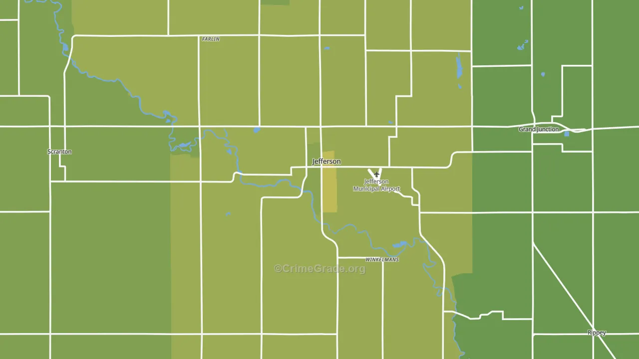 Jefferson, IA Map of Vehicle Theft Rates