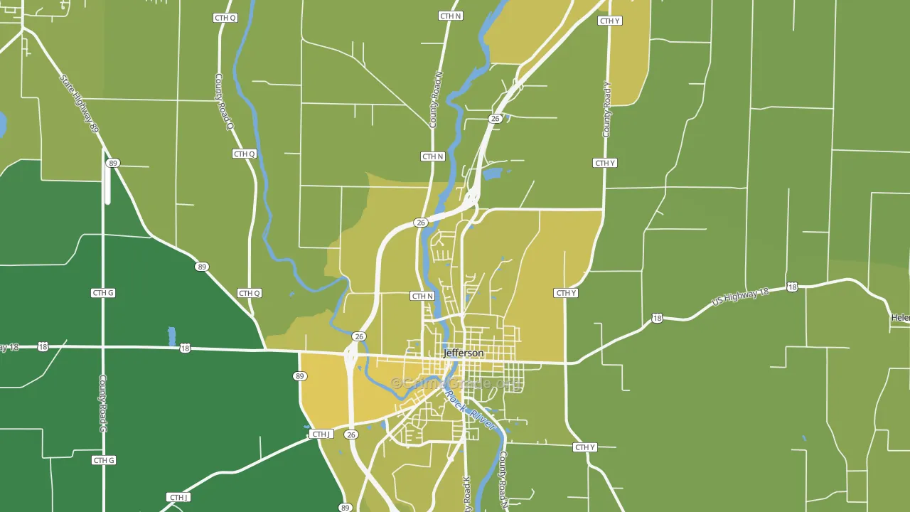 Jefferson Junction, WI Map of Vehicle Theft Rates