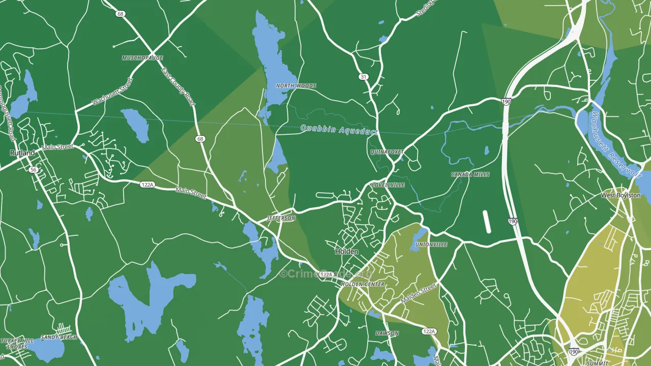 Jefferson, MA Map of Vehicle Theft Rates