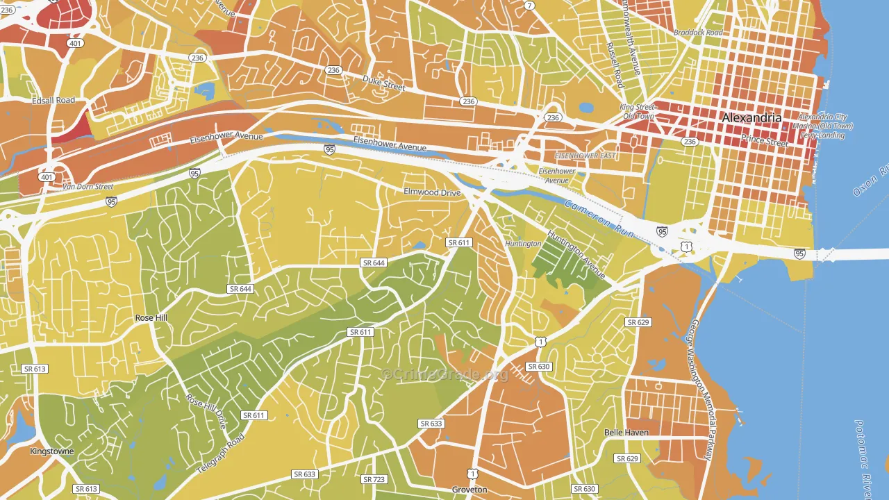 Jefferson Manor, VA Map of Vehicle Theft Rates