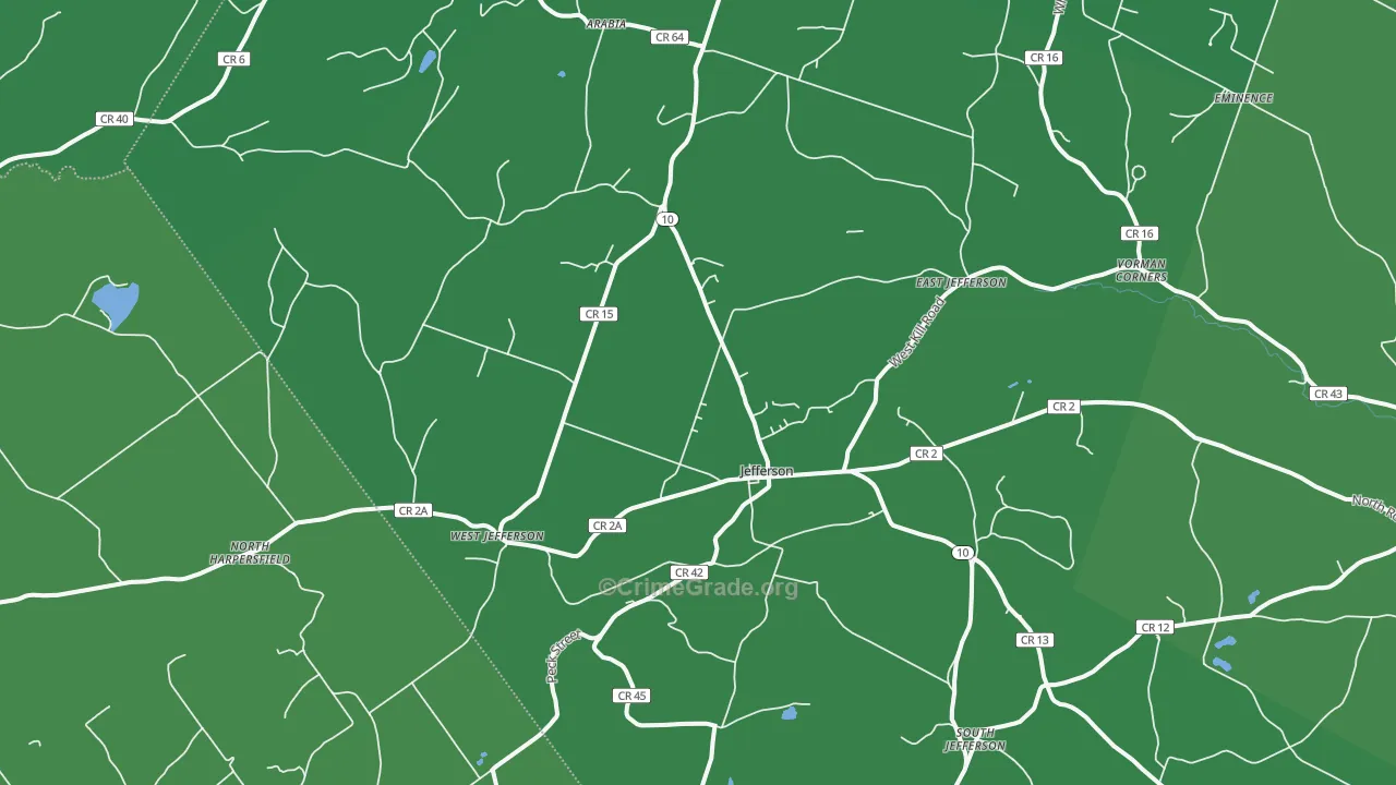 Jefferson, NY Map of Vehicle Theft Rates